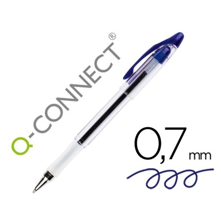 BOLIGRAFO Q-CONNECT DELTA AZUL -SUJECION DE CAUCHO -CON CAPUCHON