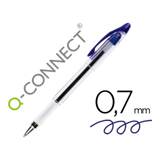 BOLIGRAFO Q-CONNECT DELTA AZUL -SUJECION DE CAUCHO -CON CAPUCHON