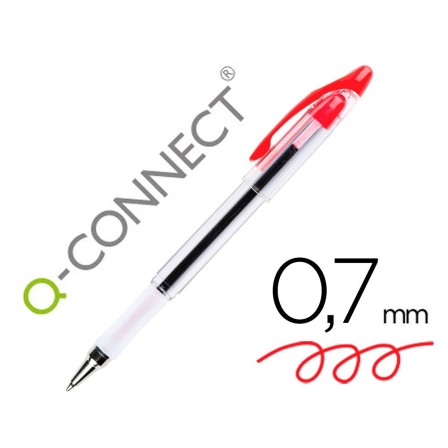 BOLIGRAFO Q-CONNECT DELTA ROJO -SUJECION DE CAUCHO -CON CAPUCHON