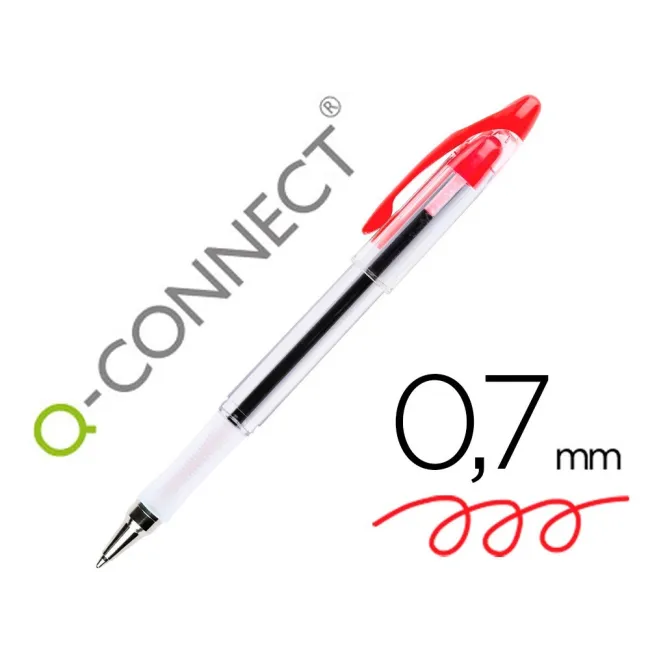 BOLIGRAFO Q-CONNECT DELTA ROJO -SUJECION DE CAUCHO -CON CAPUCHON