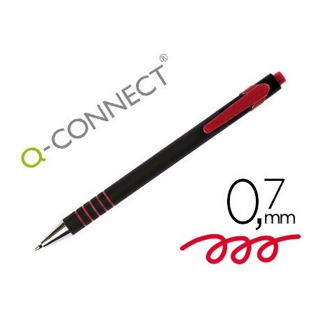 BOLIGRAFO Q-CONNECT RETRACTIL CON GRIP 0,7 MM COLOR ROJO