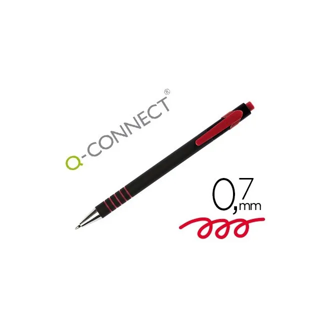BOLIGRAFO Q-CONNECT RETRACTIL CON GRIP 0,7 MM COLOR ROJO