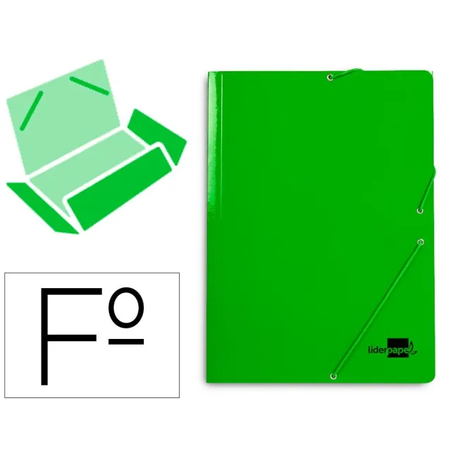 CARPETA LIDERPAPEL GOMAS FOLIO 3 SOLAPAS CARTON PLASTIFICADO COLOR ...