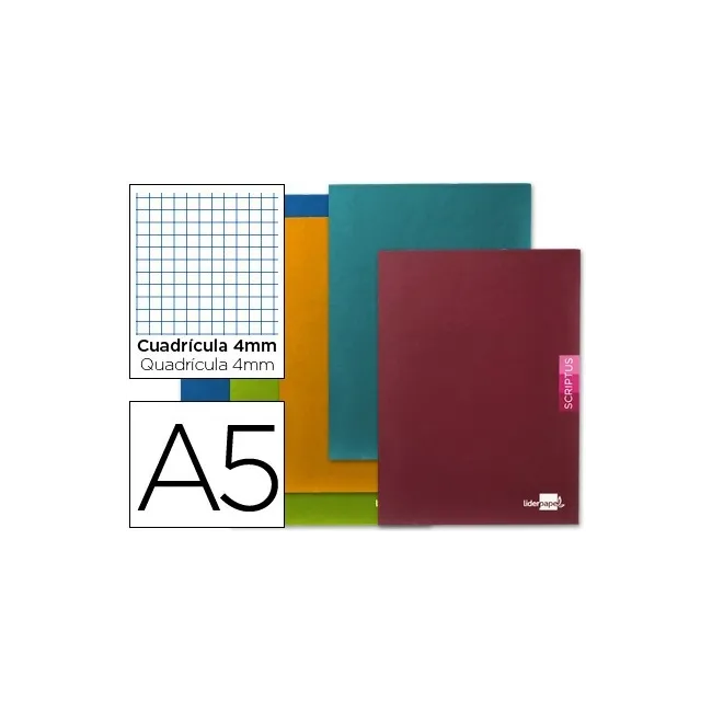 LIBRETA LIDERPAPEL SCRIPTUS A5 PLUS 48 HOJ.90G/M2 CUADRO 4MM CON MA...