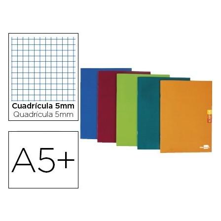 LIBRETA LIDERPAPEL SCRIPTUS A5 PLUS 48 HOJAS 90G/M2 CUADRO 5MM CON ...