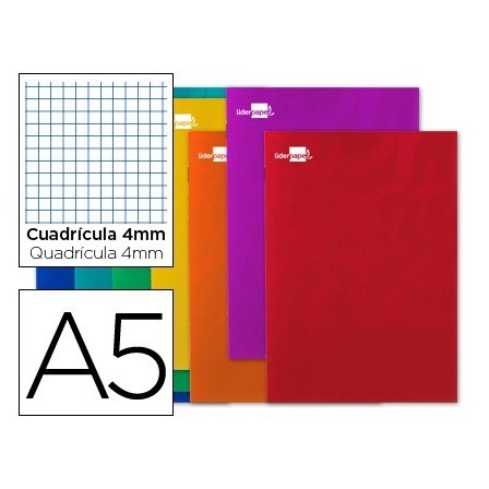 LIBRETA LIDERPAPEL WRITE A5 80 HOJAS 60G/M2 CUADRO 4MM CON MARGEN