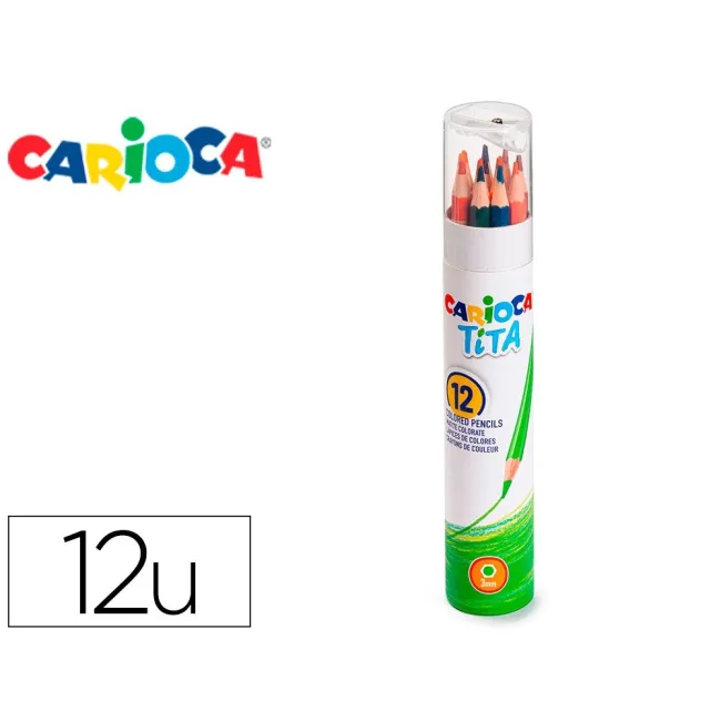 LAPICES DE COLORES CARIOCA TITA MINA 3 MM TUBO METAL 12 COLORES SUR...