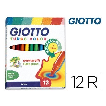 ROTULADOR GIOTTO TURBO COLOR CAJA DE 12 COLORES LAVABLES CON PUNTA ...