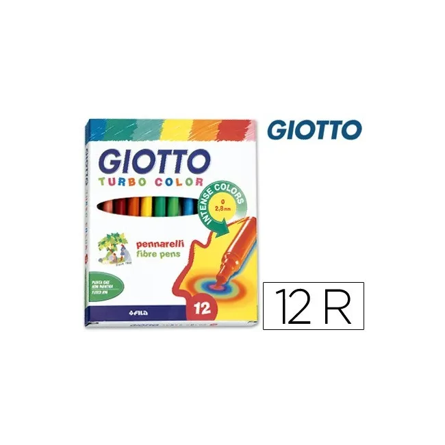 ROTULADOR GIOTTO TURBO COLOR CAJA DE 12 COLORES LAVABLES CON PUNTA ...