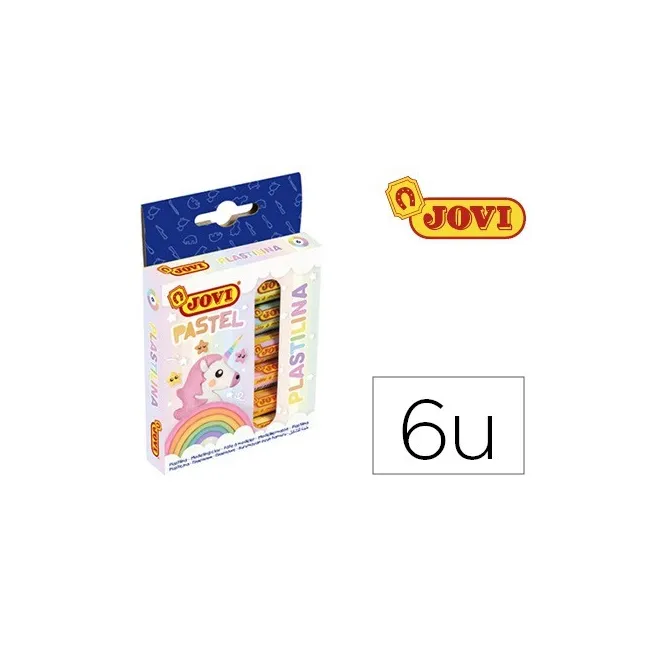 PLASTILINA JOVI 90 ESTUCHE 6 UNIDADES COLORES PASTEL SURTIDOS 15 G