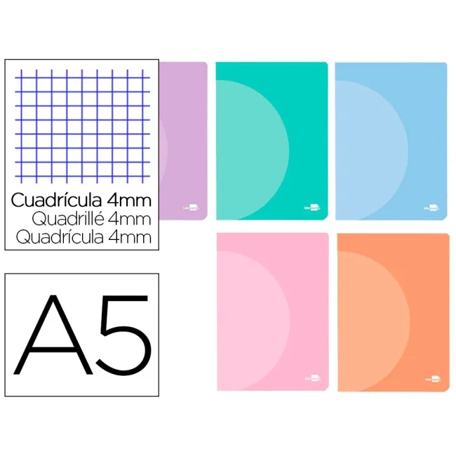 LIBRETA LIDERPAPEL 360 TAPA DE PLASTICO A5 48 HOJAS 90G/M2 CUADRO 4...
