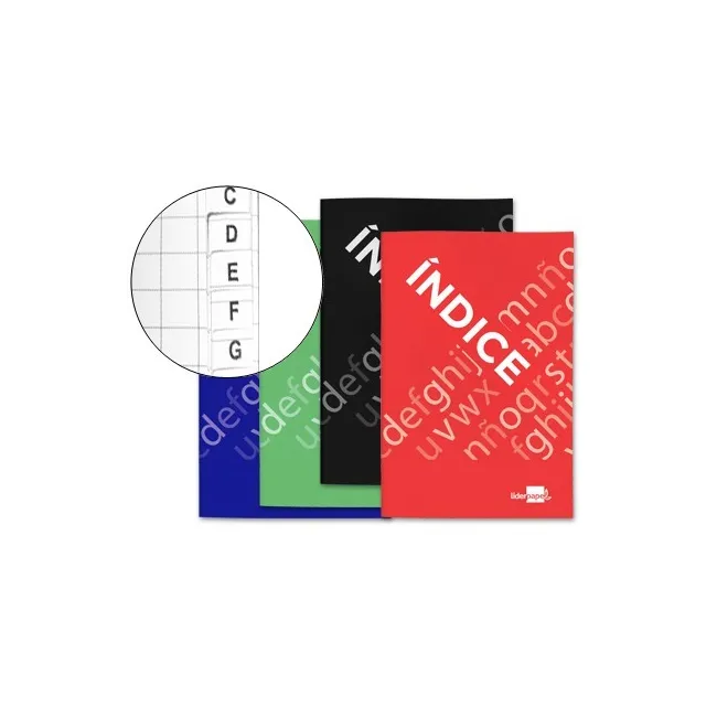 INDICE LIDERPAPEL TAPA CARTONCILLO CUARTO 24 HOJAS 70G/M2 COLORES S...