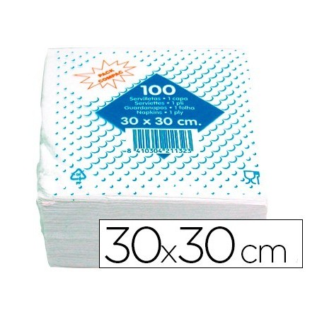 SERVILLETA ALGODON 30X30 CM -1 CAPA -PAQUETE DE 100 UNIDADES