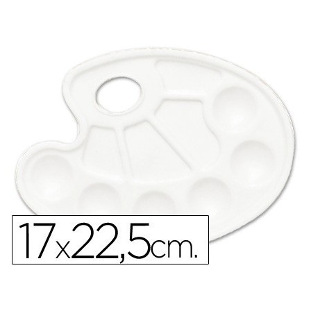 PALETA PLASTICA LIDERCOLOR OVALADA 10 HUECOS DIESTROS TAMAÑO 17X22,5CM