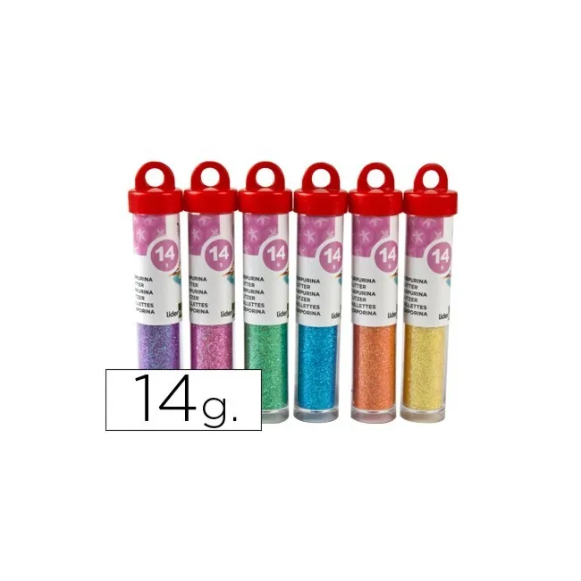 PURPURINA LIDERPAPEL FANTASIA COLORES METALICOS PASTELES BOTE DE 14 GR