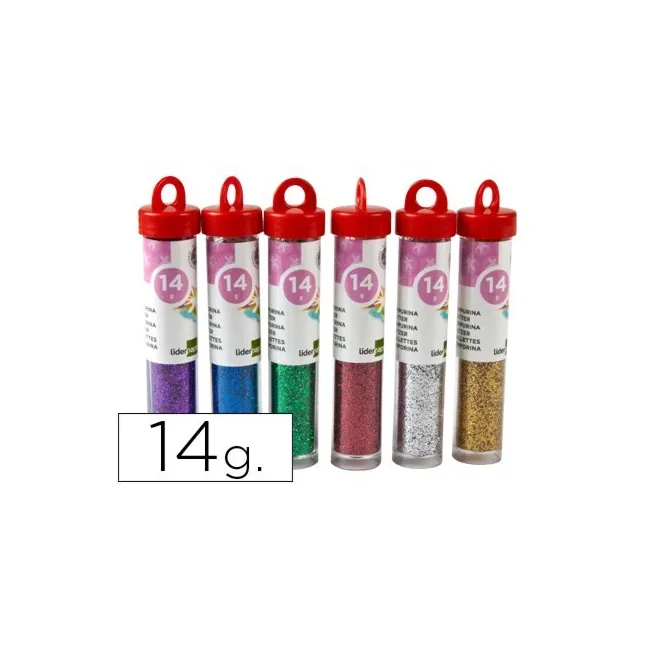 PURPURINA LIDERPAPEL FANTASIA COLORES METALICOS SURTIDOS BOTE DE 14 GR
