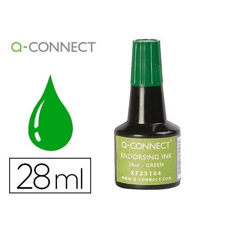 TINTA TAMPON Q-CONNECT VERDE FRASCO 28 ML