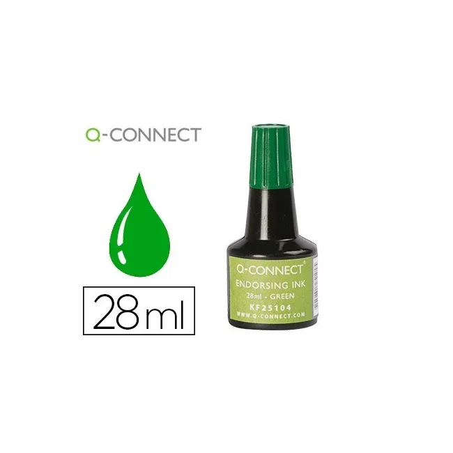 TINTA TAMPON Q-CONNECT VERDE FRASCO 28 ML