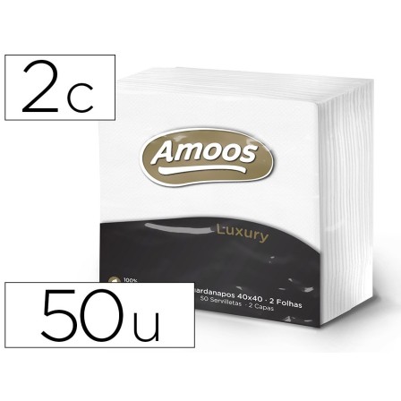 SERVILLETA CELULOSA AMOOS LUXURY 40X40 CM 2 CAPAS PAQUETE DE 50 UNI...