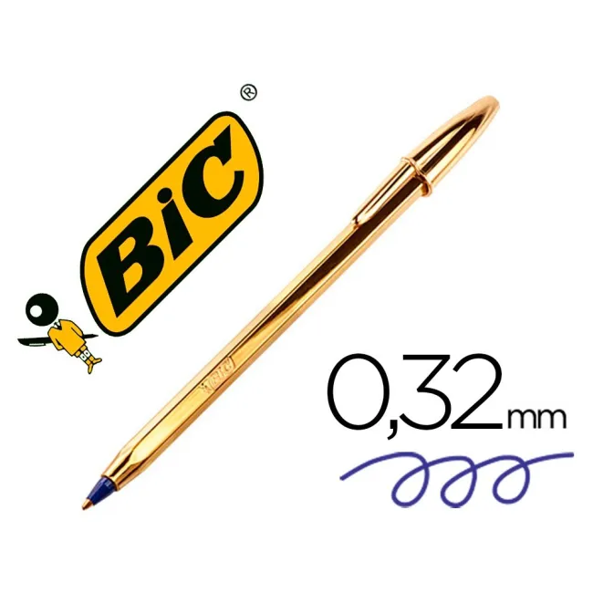 BOLIGRAFO BIC CRISTAL CELEBRATION ORO TINTA AZUL UNIDAD