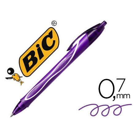 BOLIGRAFO BIC GELOCITY QUICK DRY RETRACTIL TINTA GEL PURPURA PUNTA ...