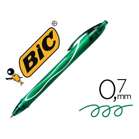 BOLIGRAFO BIC GELOCITY QUICK DRY RETRACTIL TINTA GEL VERDE PUNTA DE...