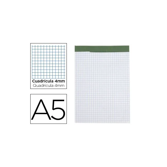 BLOC NOTAS LIDERPAPEL CUADRO 4 MM A5 80 HOJAS 60 G/M2 PERFORADO SIN...
