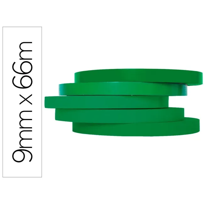 CINTA ADHESIVA Q-CONNECT 66M X 9MM VERDE PARA CERRAR BOLSAS