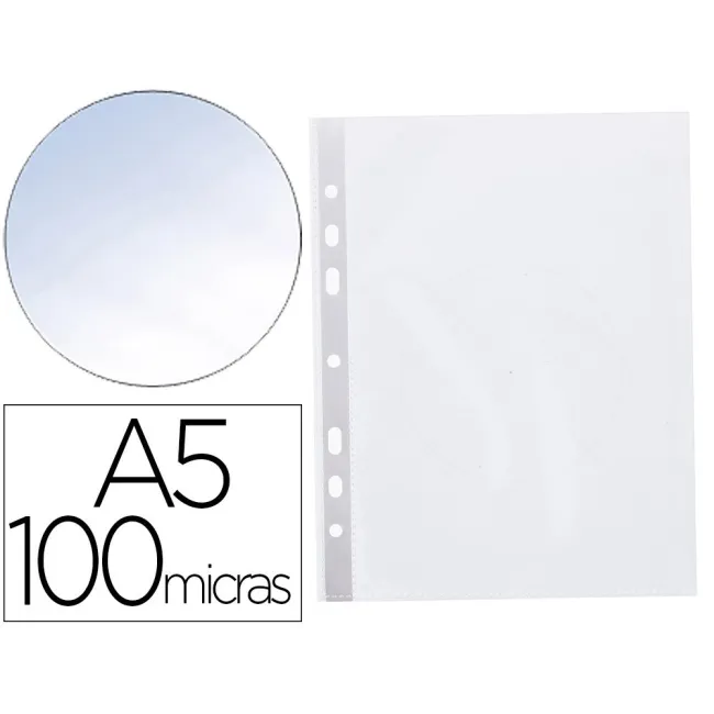FUNDA MULTITALADRO Q-CONNECT DIN A5 100 MC CRISTAL 6 TALADROS BOLSA...