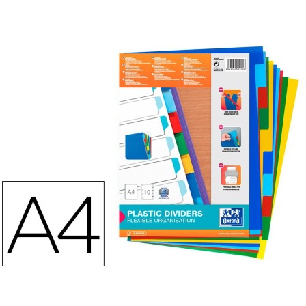 SEPARADOR ELBA PLASTICO 120 MC DIN A4 11 TALADROS 10 POSICIONES COL...