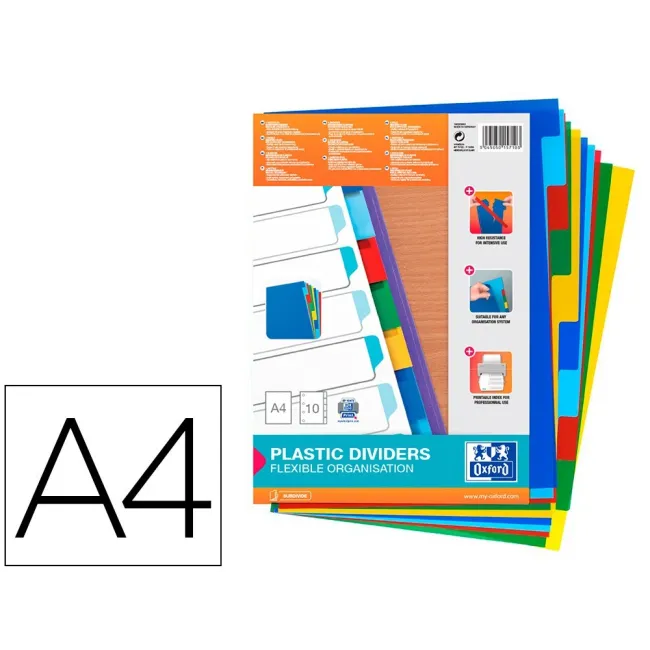 SEPARADOR ELBA PLASTICO 120 MC DIN A4 11 TALADROS 10 POSICIONES COL...