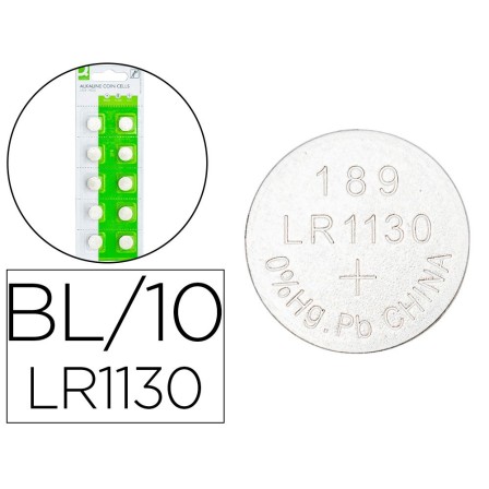 PILA Q-CONNECT TIPO BOTON ALCALINA AG13 LR54 1.5V BLISTER DE 10 UNI...