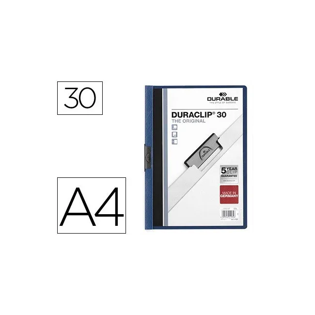 CARPETA DURACLIP DOSSIER PINZA LATERAL AZUL OSCURO CAPACIDAD 30 HOJAS
