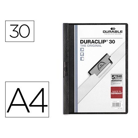 CARPETA DURACLIP DOSSIER PINZA LATERAL NEGRO CAPACIDAD 30 HOJAS
