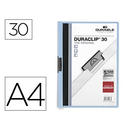 CARPETA DURACLIP DOSSIER PINZA LATERAL AZUL CAPACIDAD 30 HOJAS