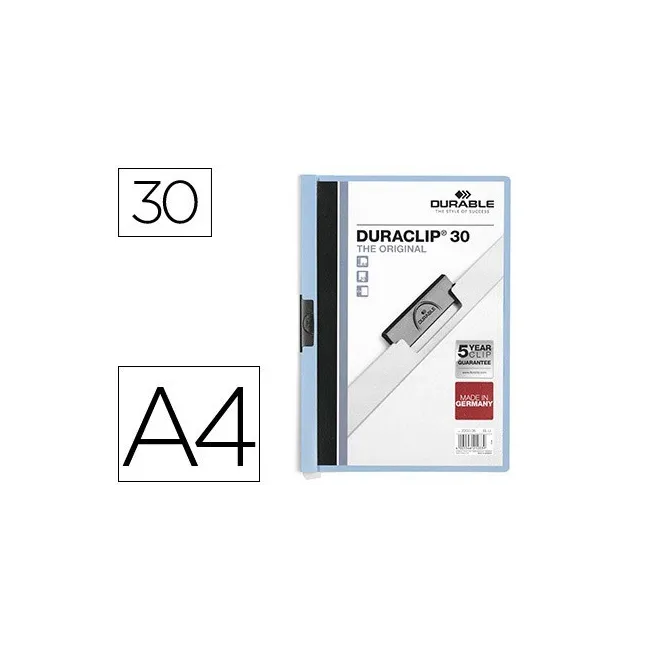 CARPETA DURACLIP DOSSIER PINZA LATERAL AZUL CAPACIDAD 30 HOJAS