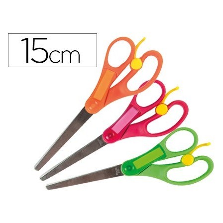 TIJERA ESCOLAR LIDERPAPEL 15 CM CON RESORTE PARA FACILITAR EL CORTE...