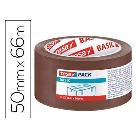 CINTA ADHESIVA TESA MARRON BASIC 66 MT X 50 MM PARA EMBALAJE