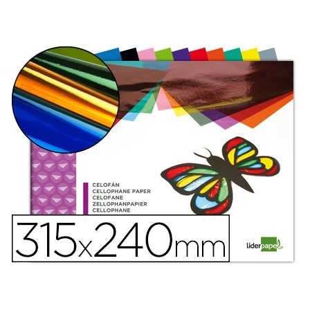 BLOC TRABAJOS MANUALES LIDERPAPEL CELOFAN 240X315MM 10 HOJAS COLORE...