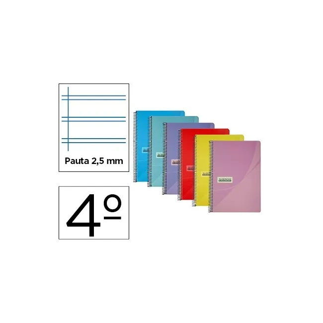 CUADERNO ESPIRAL PAPERCOP CUARTO TAPA PLASTICO 80H 90 GR PAUTA 2,5 ...