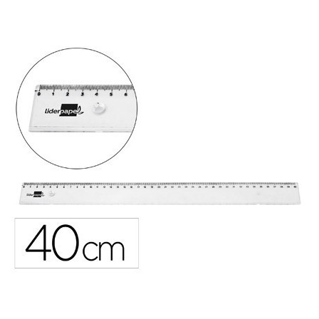 REGLA LIDERPAPEL PLASTICO IRROMPIBLE TRANSPARENTE 40 CM