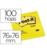 BLOC DE NOTAS ADHESIVAS QUITA Y PON POST-IT 76X76 MM AMARILLO NEON ...