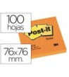 BLOC DE NOTAS ADHESIVAS QUITA Y PON POST-IT 76X76 MM NARANJANEON CO...