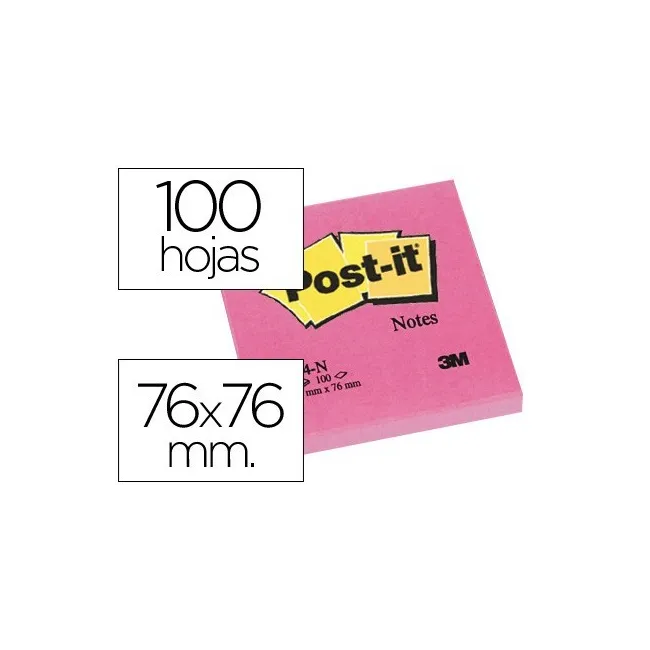 BLOC DE NOTAS ADHESIVAS QUITA Y PON POST-IT 76X76 MM FUCSIA NEON CO...
