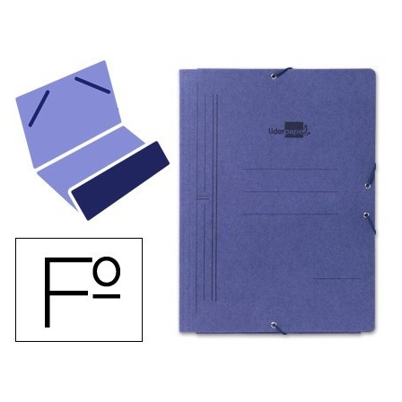 CARPETA LIDERPAPEL GOMAS FOLIO BOLSA CARTON COMPACTO AZUL