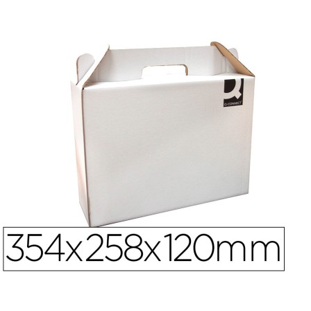 CAJA MALETIN CON ASA Q-CONNECT CARTON PARA ENVIO Y TRANSPORTE 350X1...
