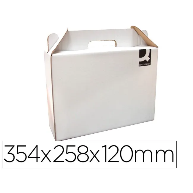 CAJA MALETIN CON ASA Q-CONNECT CARTON PARA ENVIO Y TRANSPORTE 350X1...