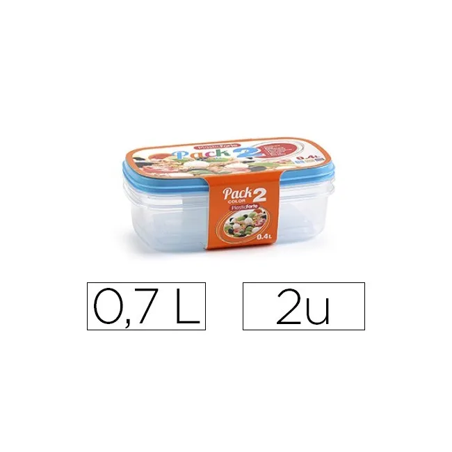 FIAMBRERA PLASTICFORTE TRANSPARENTE TAPA COLOR 0,7 LITROS PACK 2 UN...