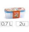 FIAMBRERA PLASTICFORTE TRANSPARENTE TAPA COLOR 0,7 LITROS PACK 2 UN...