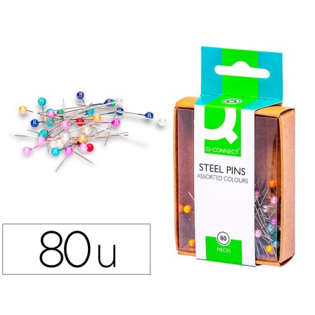 AGUJAS SEÑALIZADORAS Q-CONNECT-CAJA DE 80 UNIDADES -COLORES SURTIDOS